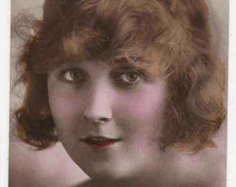 Vintage Real Photo Deco Postcard Lovely face Regent Series Printed in Italy c1920s GLAMOUROUS Woman BIRTHDAY