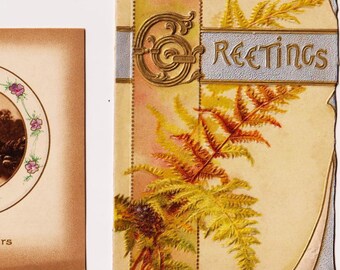 Antique Edwardian Folded Greetings CARDS, Lot of 2 ,c1900