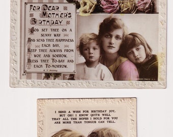 Gladys Cooper & Children: Antique Real Photo Birthday Postcards, c1920 (Lot of 2)