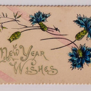 KORENBLOEMEN, antiek Victoriaans nieuwjaarsschroot/ephemera, jaren 1890