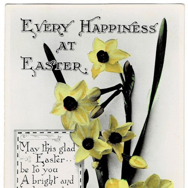 NARCISSI, Vintage EASTER Real Photo Postcard, W&K, c1920s