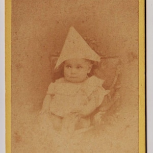 Victorian Carte de Visite Photograph, c1880, Delightful TODDLER with paper hat! Wonderful Fashion, W Bienmuller, Nice, France