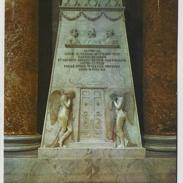 St Peter's Basilica, Stuart Tomb, James Francis Edward Stuart, VATICAN, Rome, Vintage Real Photo Postcard, 1975 (B3)