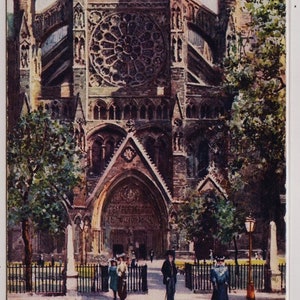 WESTMINSTER ABBEY, noorddwarsbeuk, Charles Flower, antieke ansichtkaart van een kunstenaar, geplaatst 1906, Tucks 7033