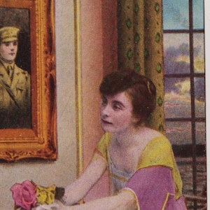 When GOD Gave you to me (2) Woman thinks of Soldier, Antique BAMFORTH British WW1 Postcard, Song Series 5019/2
