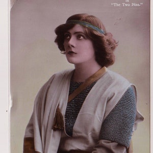 Miss LILY BRAYTON, Edwardian Actress, as Elsa from &quot;The Two Pins&quot;, Antique Real Photo Postcard, Aristophot, Posted in 1909