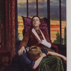 O Love That  will not let me go (1) Wounded Soldier and his Sweethheart, Antique BAMFORTH British WW1 Postcard, Hymn Series 5031