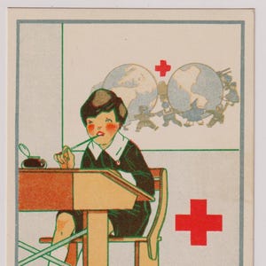 CROIX ROUGE de BELGIQUE de la Jeunesse, Maggie Salzedo, Rotes Kreuz, Schule, antike Künstlerpostkarte, c1925
