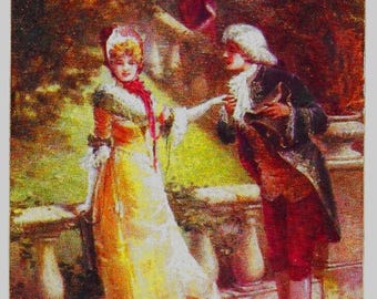 The PROPOSAL, Romantic Couple, Baroque Costumes, Antique Artist Postcard, Tucks Oilette #3170