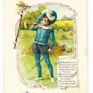 LITTLE BOY BLUE, Harriet Bennett?, Antike Künstler-Postkarte, Misch & Stocks, Kinderlieder, Gesendet 1906
