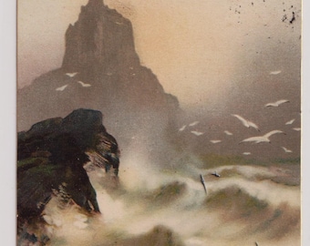 Stormy Day, Wild Waves, Seagulls, Sunset, Antique Artist Postcard, M. MORRIS, Tucks  2570,1907