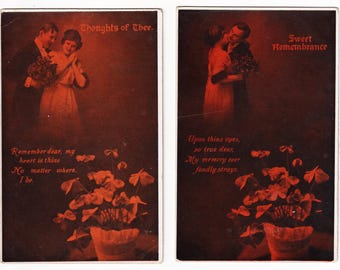 Antique Romantic Couple Postcards, c1905-1920, Lot of 10