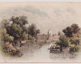 Antique Wayside Artist Postcard: River Scene, Posted 1905
