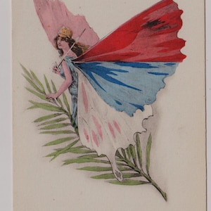 SERBIE/SERBIEN, Verbündete von WW1, reizende Frau mit Schmetterlingsflügeln, antike Künstler-Postkarte,"Les Allies", L Geligne, Paris