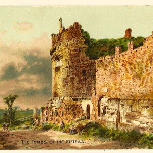 Carte postale d'artiste ancienne, c1905, Tombeaux de Metella, ROME CLASSIQUE, Survivances pittoresques, Misch & Co 215
