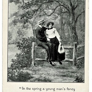 Romantisch 1905 Antike Postkarte: Junges Paar im Frühlingswald, Lebende Bilderserie von H.G.L.