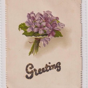 VIOLET POSEY, Gruß, viktorianisches Papier Ephemera/Scrap/Karte, c1890s
