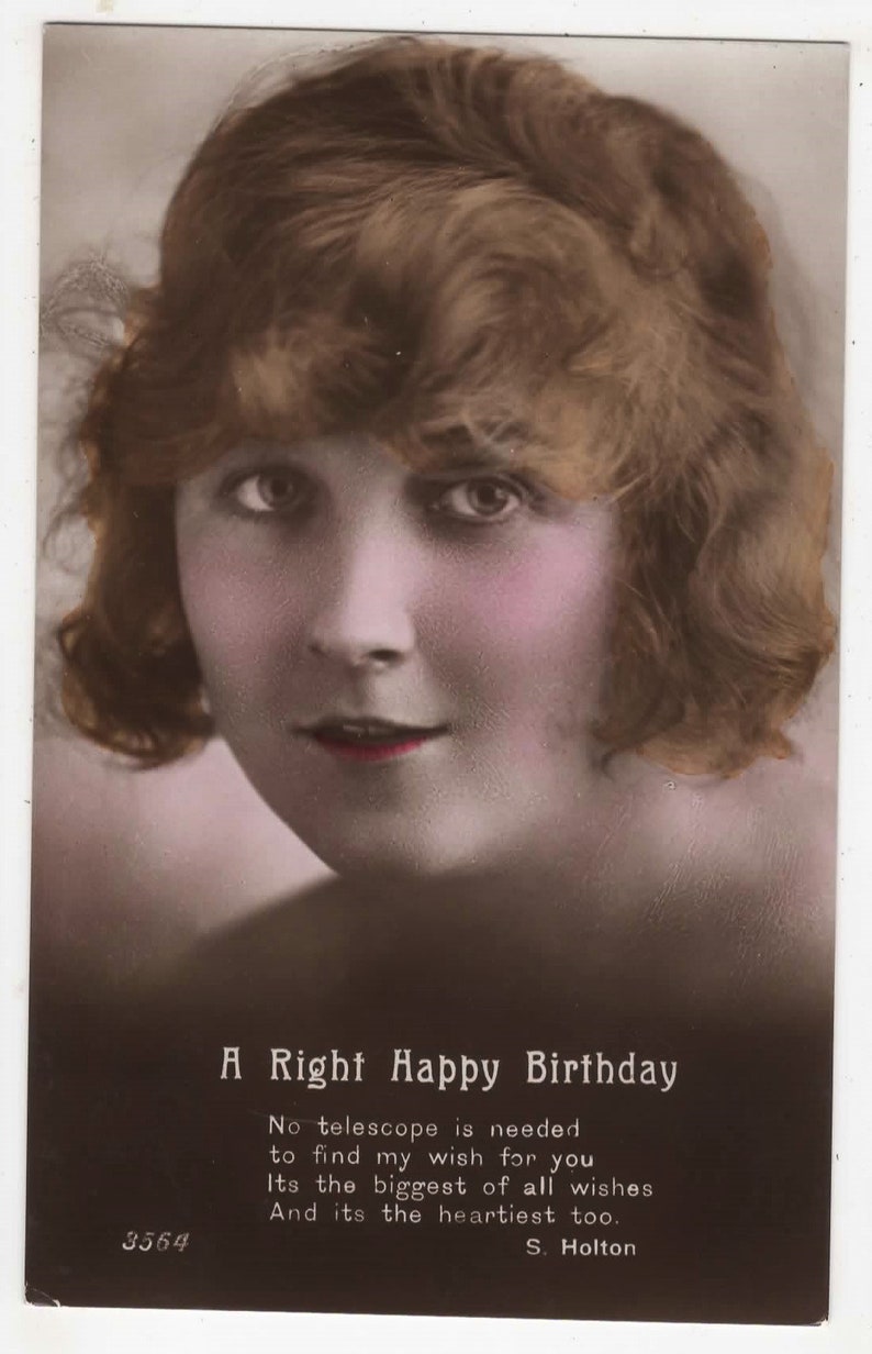 Vintage Real Photo Deco Postcard Lovely face Regent Series Printed in Italy c1920s GLAMOUROUS Woman BIRTHDAY