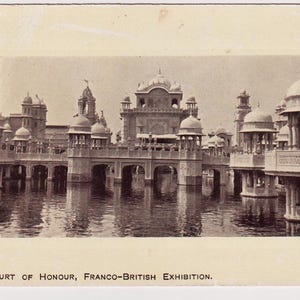 COURT of HONOUR in the Franco-British Exhibition, London, Antique Real Photo Postcard, Posted in 1908