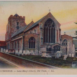 St Mary's Church, and Friedhof, Old Town, EASTBOURNE, Antike Real Photo Postkarte, L.L., Gesendet 1907