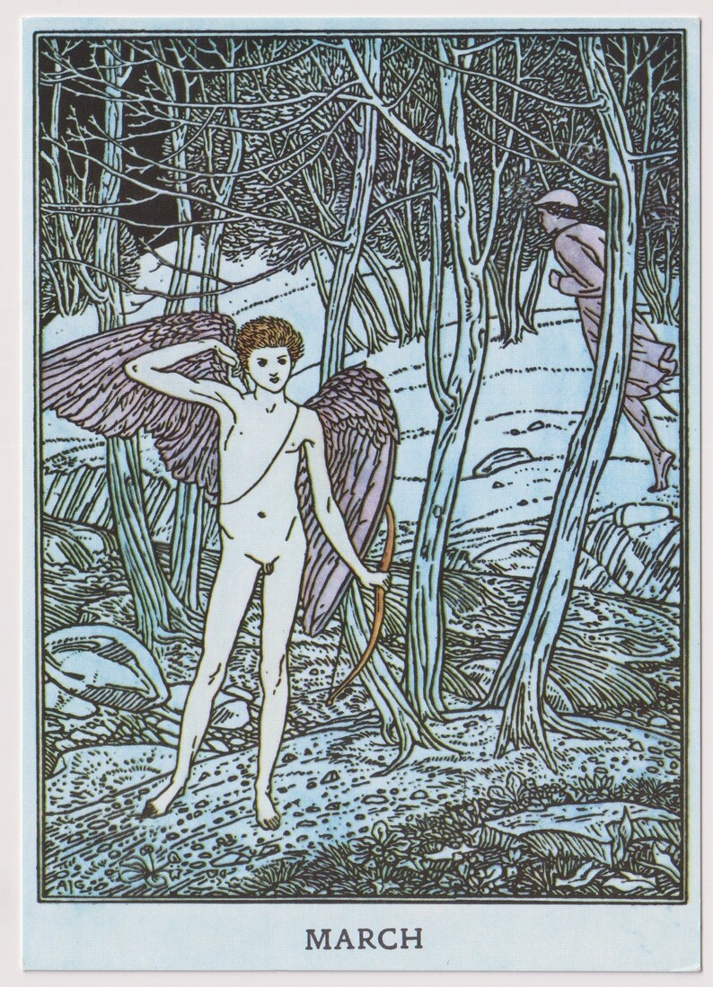 MARCH Verlag L Dabritz c1980s Modern Artist Postcard The SHEPHEARDES CALENDAR by A J Gaskin