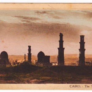 Carte postale égyptienne antique de la Première Guerre mondiale avec photo réelle, TOMBES des MAMELUKS, LE CAIRE, 1917