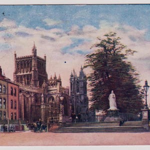 CATTEDRALE DI BRISTOL, Antica cartolina d&#39;artista, anno 1454, spedita nel 1905