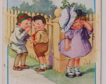 Antique Artist Postcard: C. Twelvetrees, Boys Teasing Girl, 1918