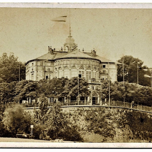 DRESDEN, Royal Belvedere and Bruhl's Terrace, Victorian Carte de Visite, Fotographie F Fridrich, Prag, c1870
