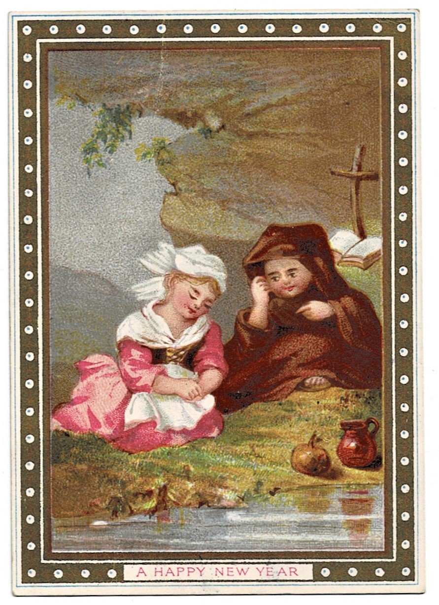 HERMIT/MONK and Young Woman in Cave Victorian New Year - Etsy Ireland
