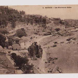 BOUGIE, ALGERIA, Les Nouveaux Quais, antike Postkarte, 1905 von Algerien an Miss Symonds, Blade Bone Inn, Bucklebury, gepostet