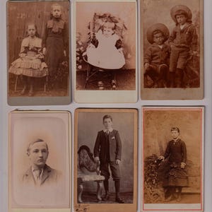 Delightful CHILDREN, Wonderful FASHION, Lot of 6, Victorian/ Edwardian Carte de Visite Photographs, c1890-1900s
