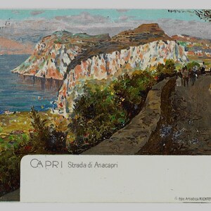 アンティーク CHROMO ポストカード、1905 年頃、CAPRI、Strata di Anacapri、Richter & Co、ナポリ