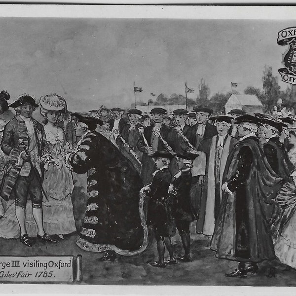 GEORGE III visiting Oxford, St Giles Fair, Oxford Pageant, Vintage Artist  Postcard, A. LUDOVICI, Tucks 5344, 1918