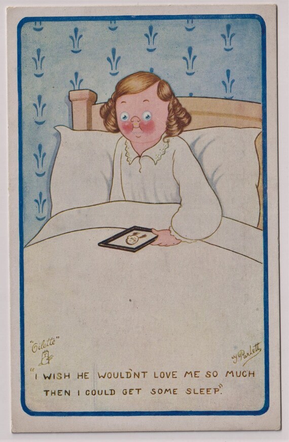 Little Girl in Bed Can't Sleep Vintage Artist Postcard Etsy