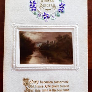 Victorian Greetings Scrap/Ephemera, WISHES SINCERE, CASTLE, c1890-1900