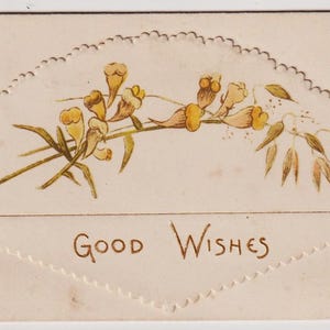 Victorian Christmas Greetings Card/Ephemera, Yellow FLOWERS, Folded, Die Cut, c1890s, Hildesheimer & Faulkner