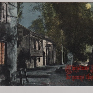 GUY'S CLIFFE MILL, Warwickshire, Antica cartolina di Natale, Serie Moonlight di San Valentino, Saxon Mill, Pubblicata nel 1903