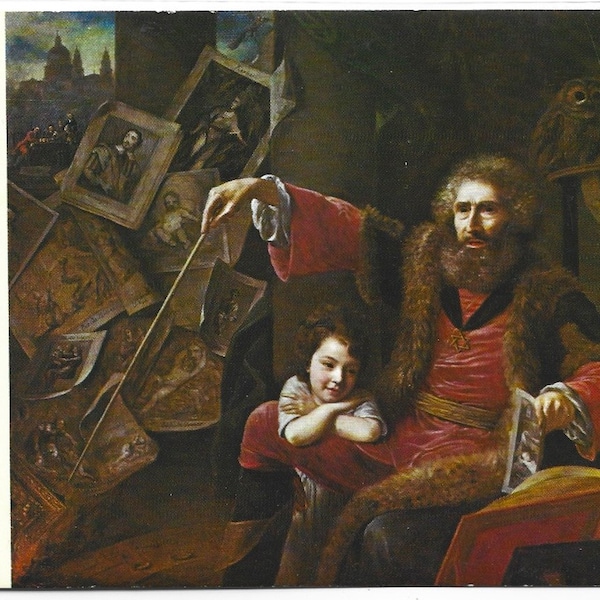 The CONJUROR by Nathaniel HONE, Vintage Artist Postcard, National Portrait Gallery of Ireland, Posted in 1977 (B)