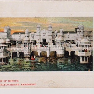 COURT of HONOUR in the Franco-British Exhibition, London, Antique Real Photo Postcard, Posted in 1908