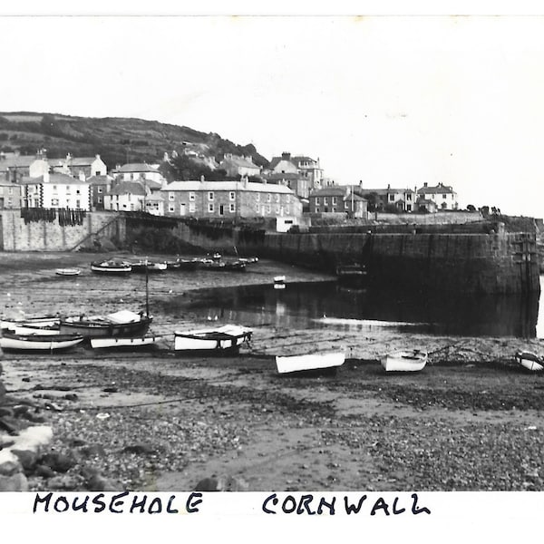 MOUSEHOLE HARBOUR, Cornwall, Social History, Vintage PHOTOGRAPH, c1950s, (R6)