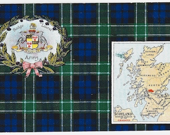 GRAHAM, Tartan, Clan Map, Coat of Arms, Vintage SCOTTISH Postcard, W & AK Johnston, c1907