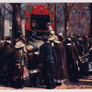 Antique Artist Postcard: PUNCH and JUDY,, Tucks London Life 9015, c1905