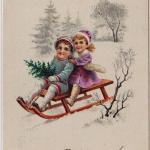 1906 postcard photo of child in sled, Burlington Vermont 1906 postcard photo of child in sled, Burlington Vermont