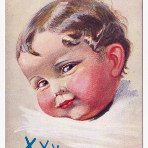 Carte postale d'artiste ancienne, plus douce que le sucre, doux bébé, artiste : Wally Fialkowska, rationnement de la Première Guerre mondiale, cale des mèches bouclées sur des rations courtes, 8706