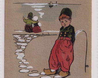 Ancienne carte postale sonore pouet enfantina enfant humoristique googlie 1920