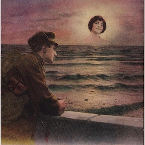 Ancienne carte postale britannique BAMFORTH de la Première Guerre mondiale, le SOLEIL de votre SOURIRE (1), un soldat pense à sa chérie, série 5039