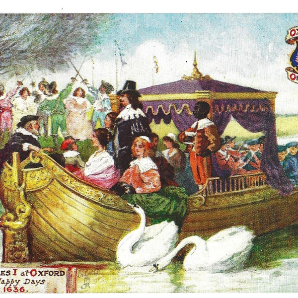 CHARLES I at Oxford, the Happy Days, 1636, OXFORD Pageant, Vintage Artist Postcard, A Ludovici, Tucks 2785, c1908