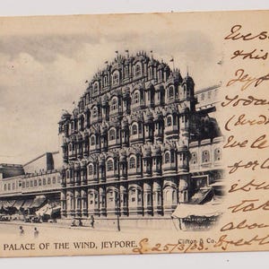 Palace of the Wind, JEYPORE/ Jaipur, INDIEN, Antike Postkarte, Gesendet 1903 von Bombay an Miss Uny Chads in Woodlands, Lelant, Cornwall