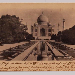 TAJ MAHAL, AGRA, Indien, Antike Postkarte, Gesendet 1903 von Agra an Miss Uny Chads in Woodlands, Lelant, Cornwall